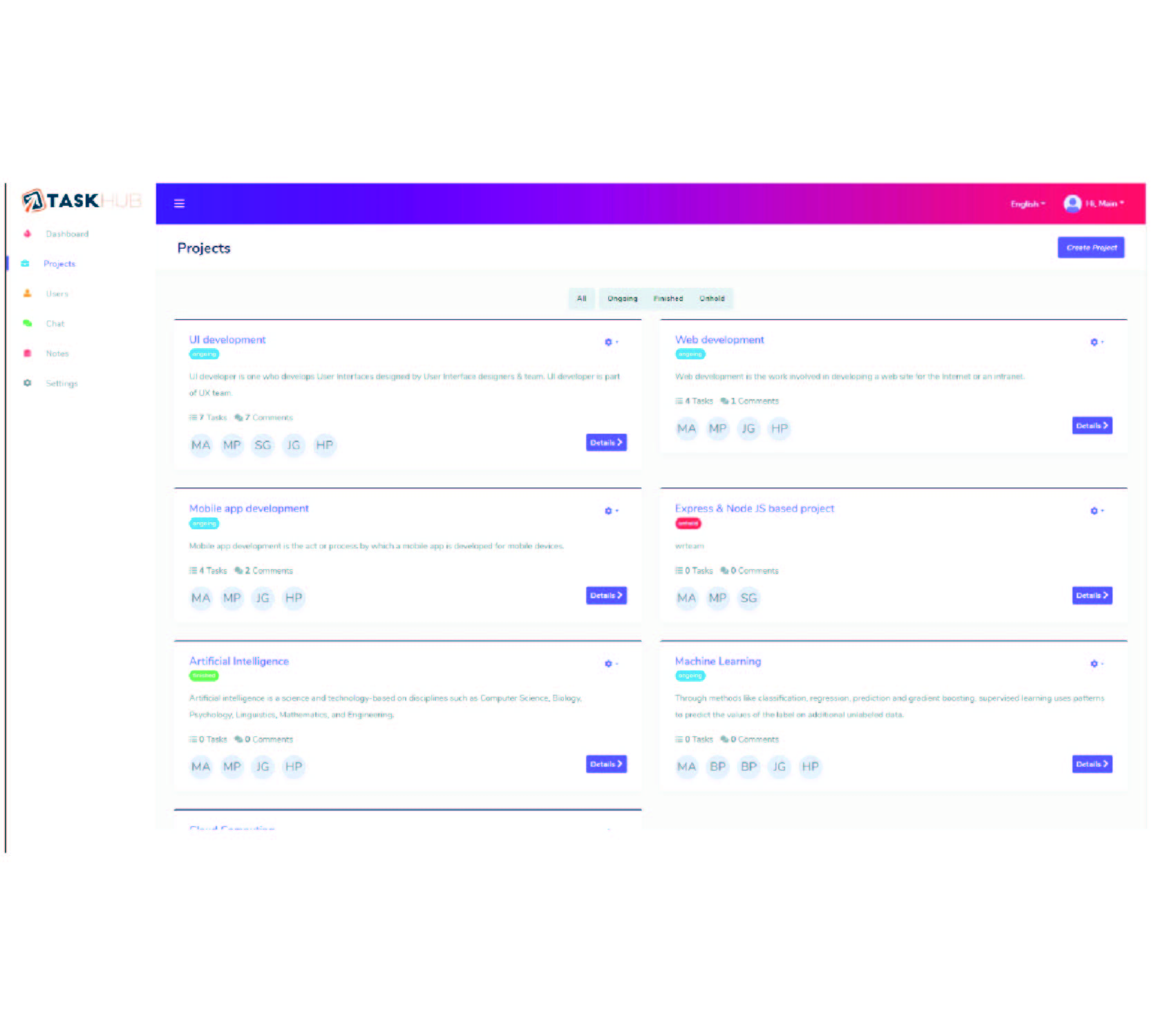 项目管理、财务、CRM 工具- Taskhub